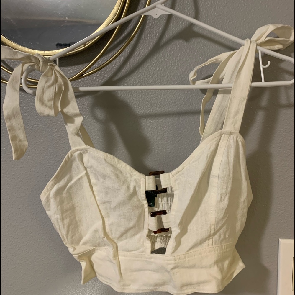 White tank with button up front